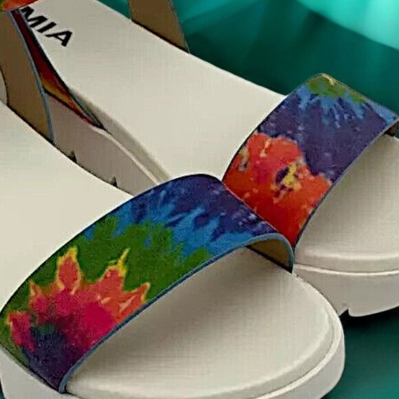 MIA Womens Tie-Dye Platform Sandals Adjustable Strap Comfortable Size 5.5 Colorf - Picture 5 of 5